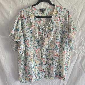 Jessica Simpson Multicolor Floral Ruffle Blouse
